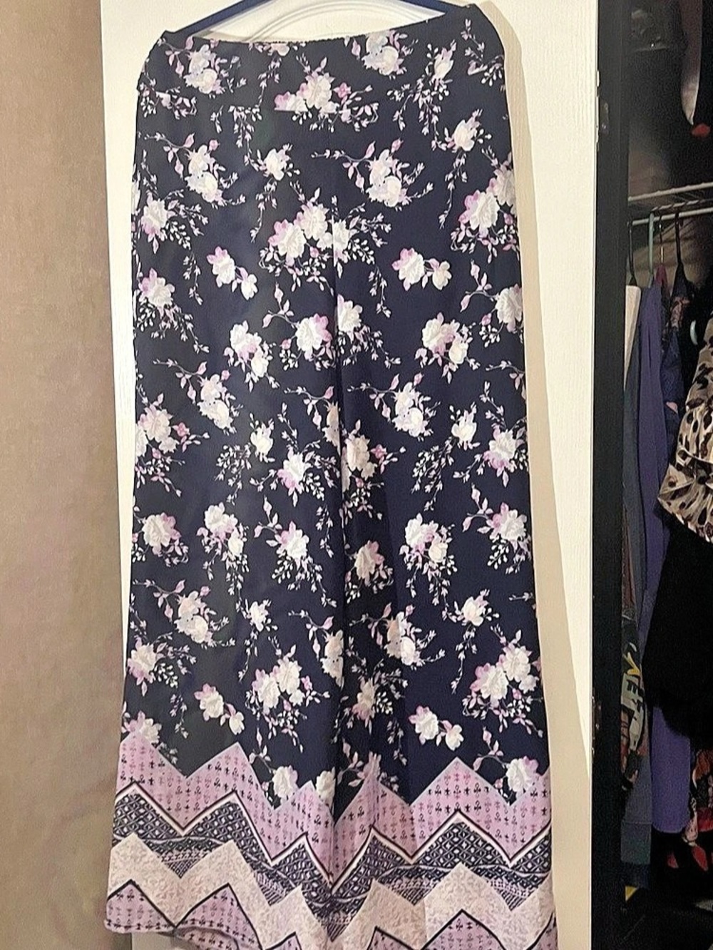 Floral Wide Leg Pants in Blue & Pink